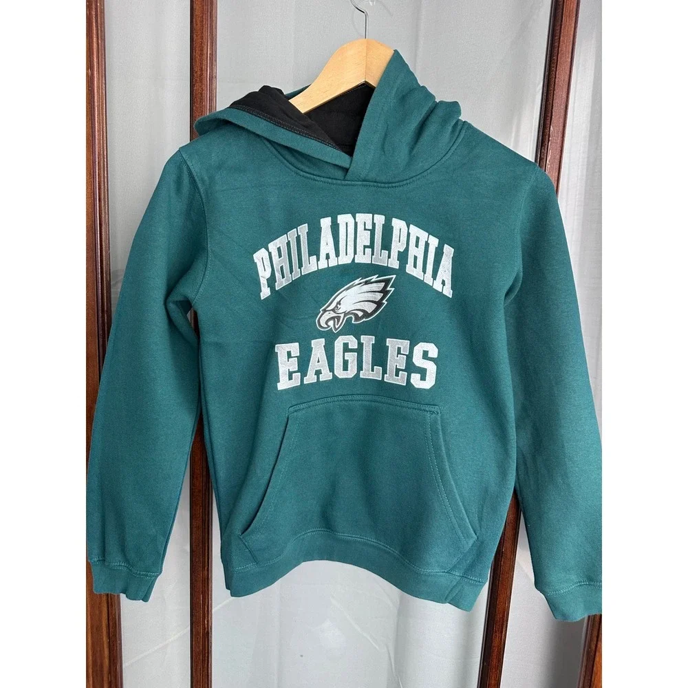 NFL Team Apparel Philadelphia Eagles Youth Hoodie Green Size M 10/12 Sweatshirt